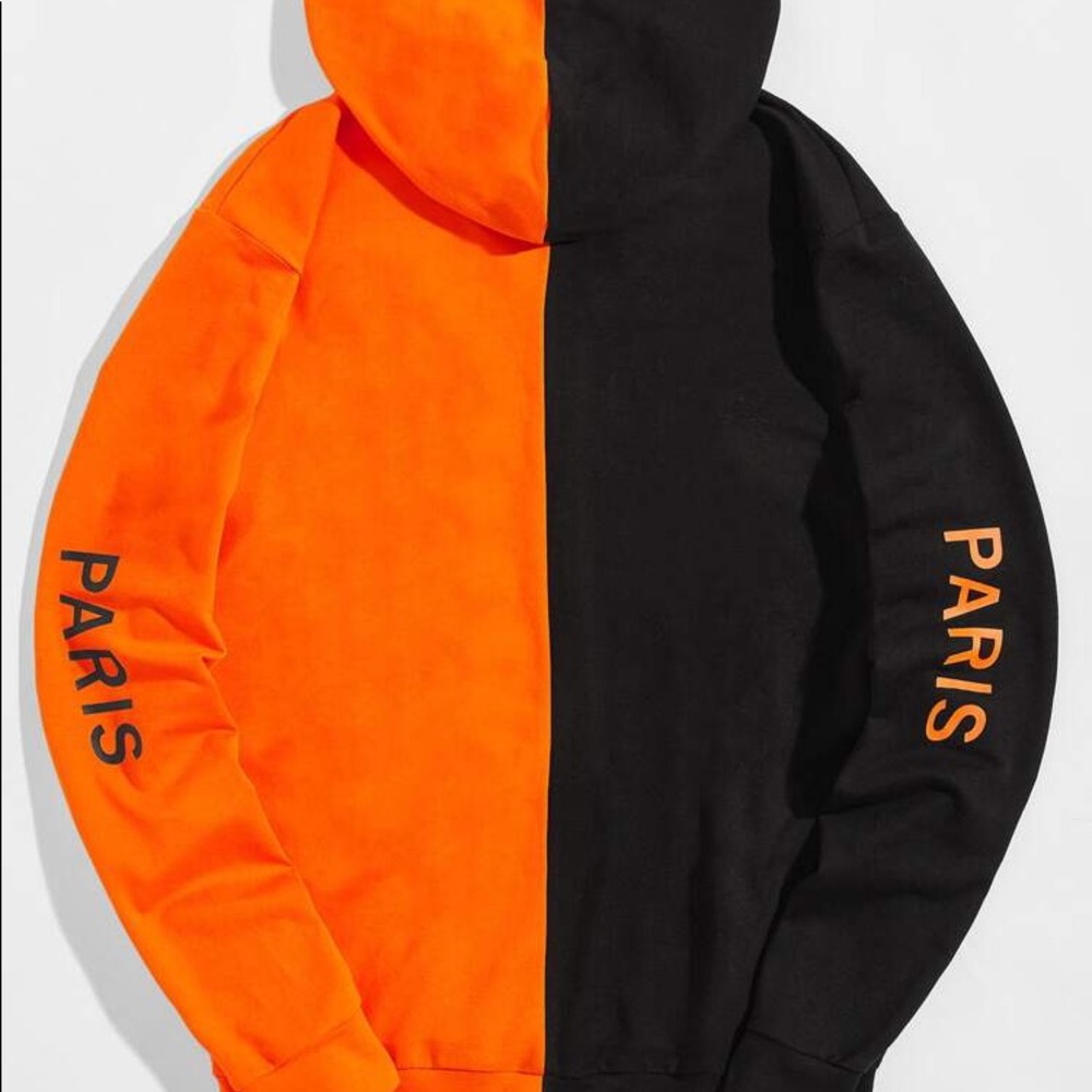 COPY - Men letter graphic color block hoodie